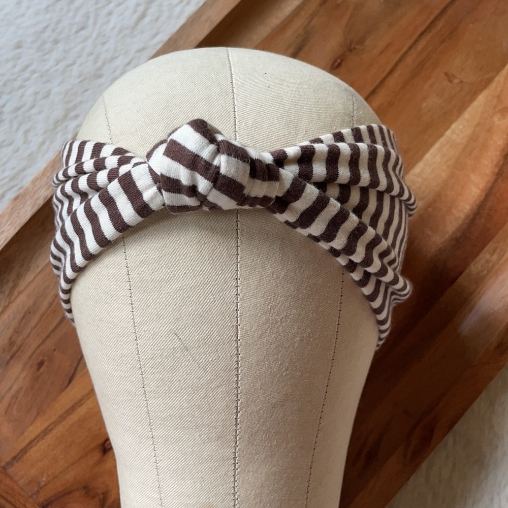 Persnickety | Brown & Ivory Striped Knot Headband